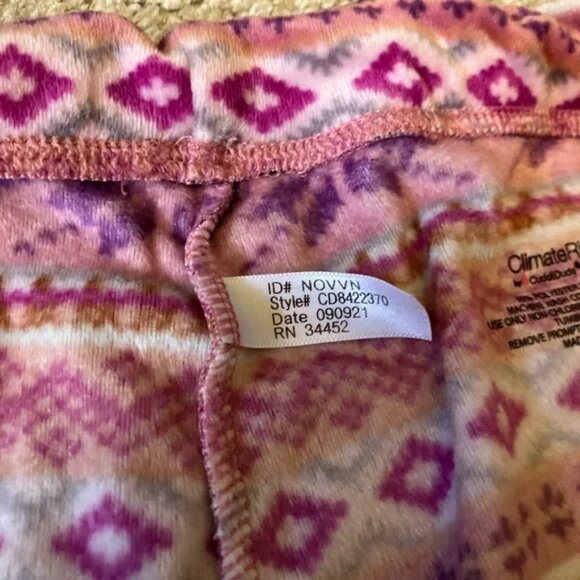 Climateright by Cuddl Duds Pink Purple Aztec Fair Isle Super Soft Lounge Pants - Picture 7 of 7